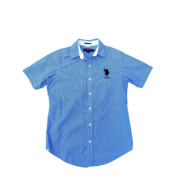 U.S. Polo Assn. Blue Casual Button Down Shirt with Tailored Fit - Picture 2 of 8